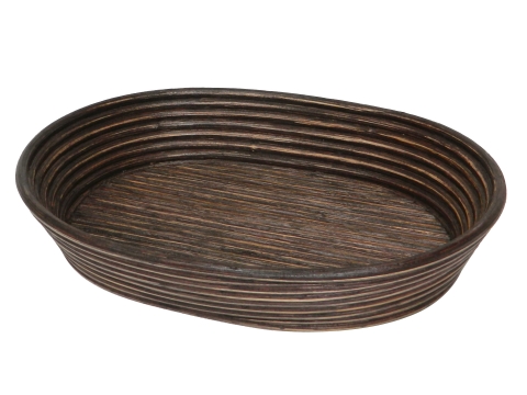 Oval rattan bread basket brown color